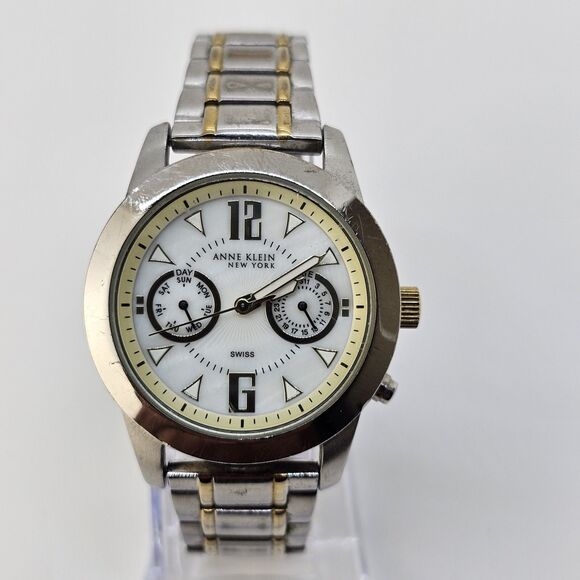 Anne Klein Women's Watch 36MM Gray Dial Gray Gold Bracelet 6.25" New Battery - Picture 1 of 13